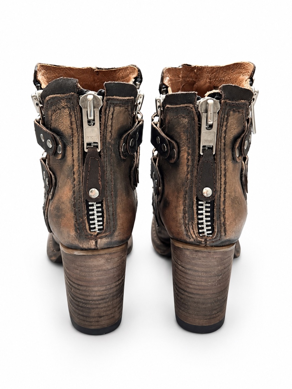 Freebird Beckett Bronze Leather Studded Booties Size 8 NEW With Box - Picture 6 of 11